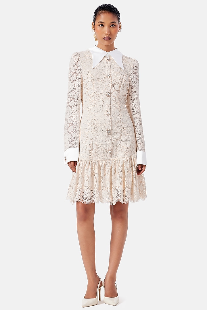 Cream Polyester Vacation Shirt Dress by Notebook at Pernia's Pop Up Shop