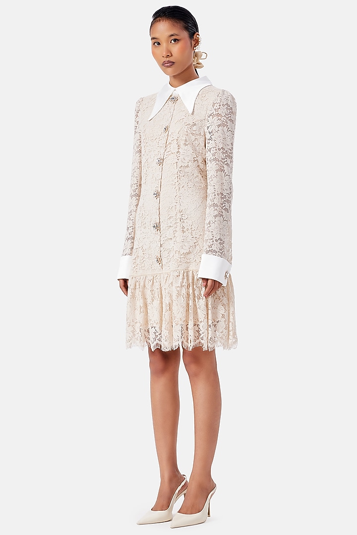 Cream Polyester Vacation Shirt Dress by Notebook at Pernia's Pop Up Shop