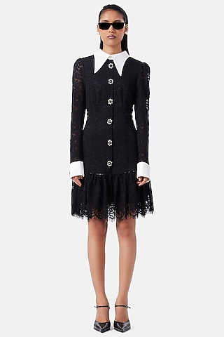 Black Polyester Shirt Dress by Notebook