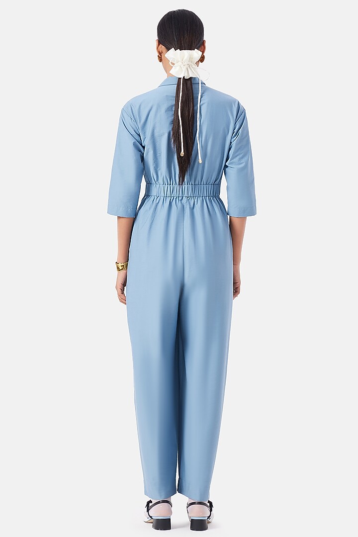 Stone Blue Cotton Jumpsuit by Notebook at Pernia's Pop Up Shop