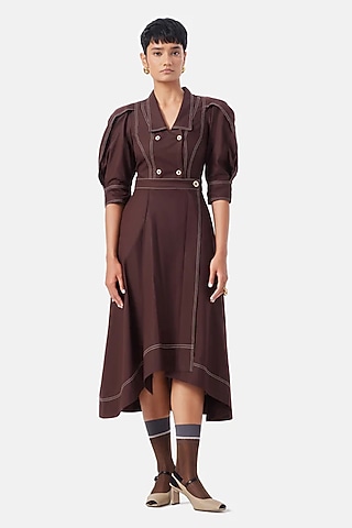 Chocolate Brown Cotton Twill Dress by Notebook