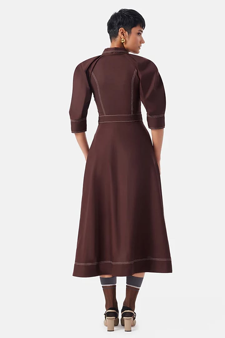 Chocolate Brown Cotton Twill Summer Dress by Notebook at Pernia's Pop Up Shop