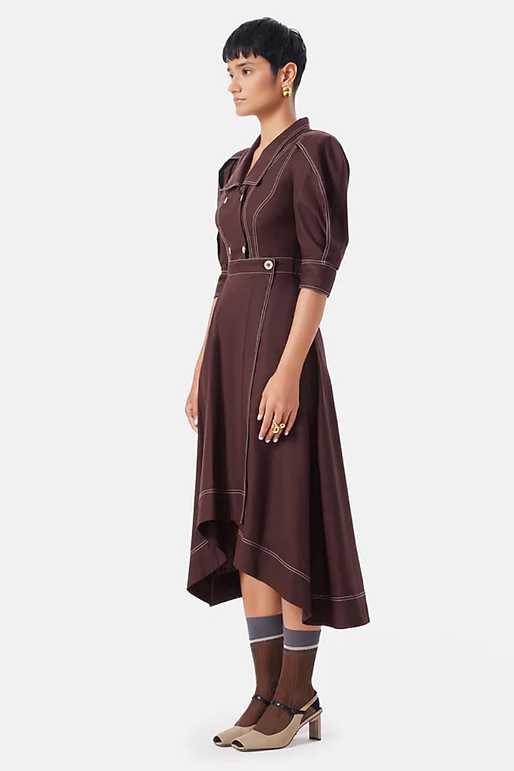 Chocolate Brown Cotton Twill Summer Dress by Notebook at Pernia's Pop Up Shop