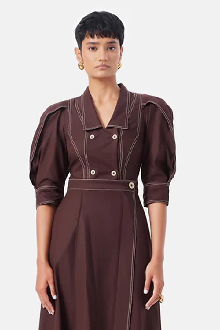 Chocolate Brown Cotton Twill Summer Dress by Notebook at Pernia's Pop Up Shop