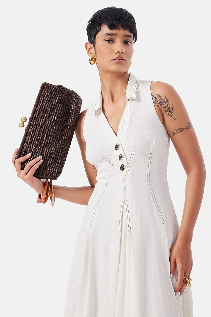 Cream Linen Viscose Maxi Summer Dress by Notebook at Pernia's Pop Up Shop