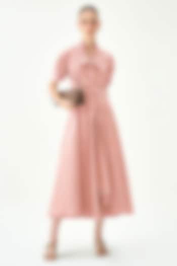 Pink Cotton A-Line Midi Vacation Dress by Notebook at Pernia's Pop Up Shop