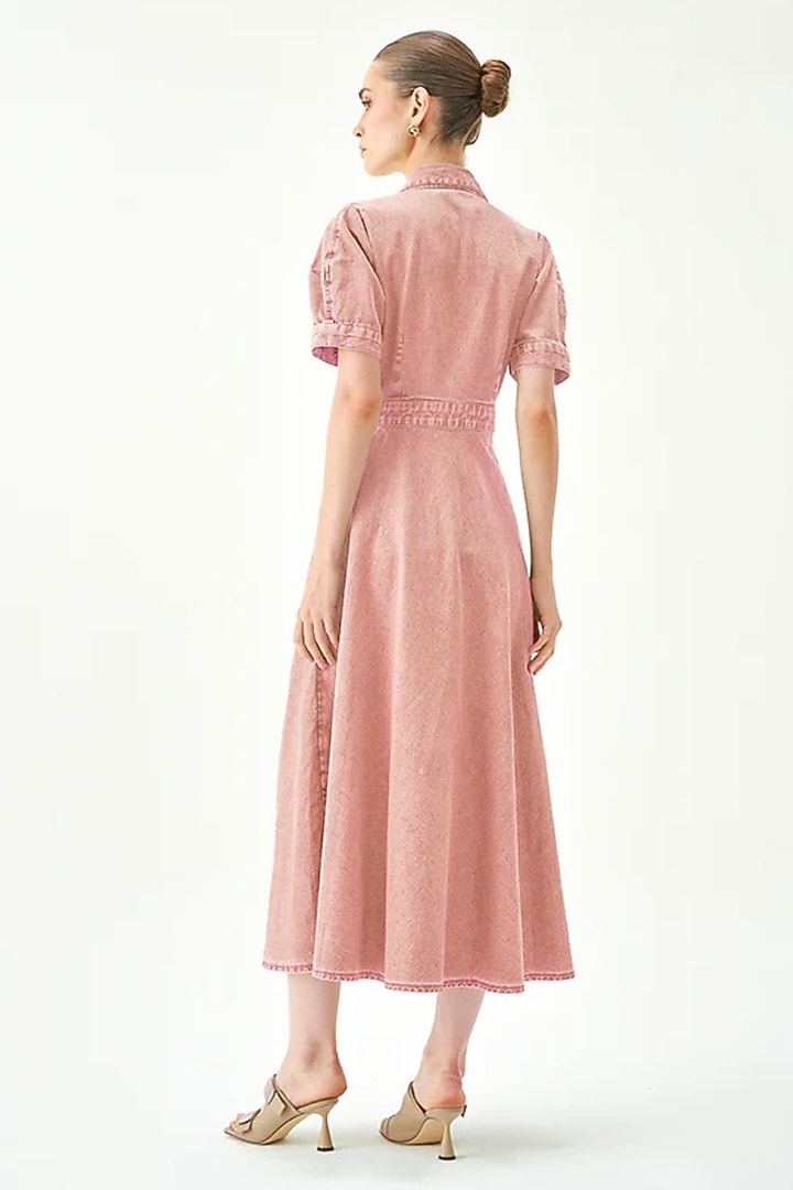 Pink Cotton A-Line Midi Vacation Dress by Notebook at Pernia's Pop Up Shop