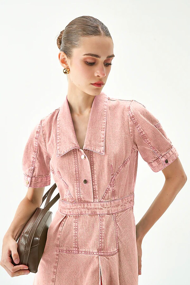 Pink Cotton A-Line Midi Vacation Dress by Notebook at Pernia's Pop Up Shop