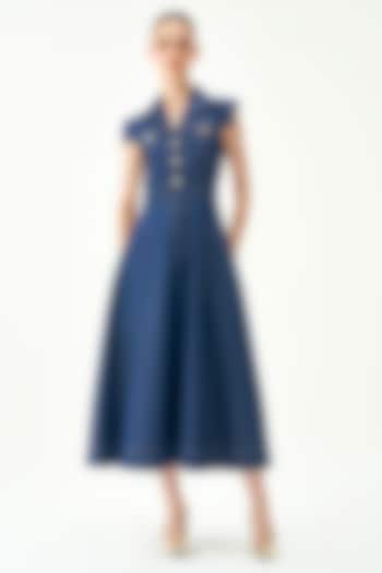 Blue Cotton Midi Summer Dress by Notebook at Pernia's Pop Up Shop