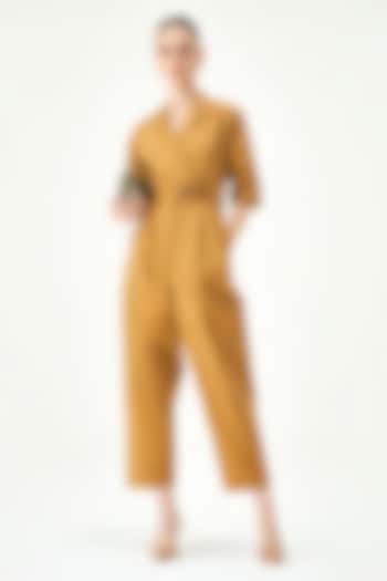 Camel-Colored Cotton Jumpsuit by Notebook at Pernia's Pop Up Shop
