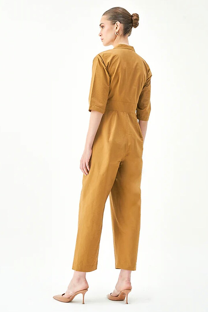 Camel-Colored Cotton Jumpsuit by Notebook at Pernia's Pop Up Shop
