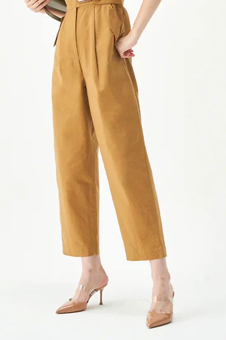 Camel-Colored Cotton Jumpsuit by Notebook at Pernia's Pop Up Shop