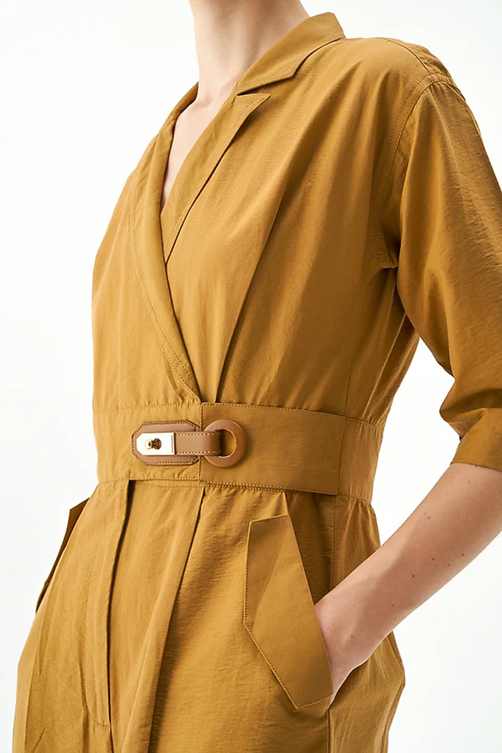 Camel-Colored Cotton Jumpsuit by Notebook at Pernia's Pop Up Shop