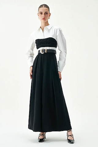 White & Black Polyester Jumpsuit by Notebook