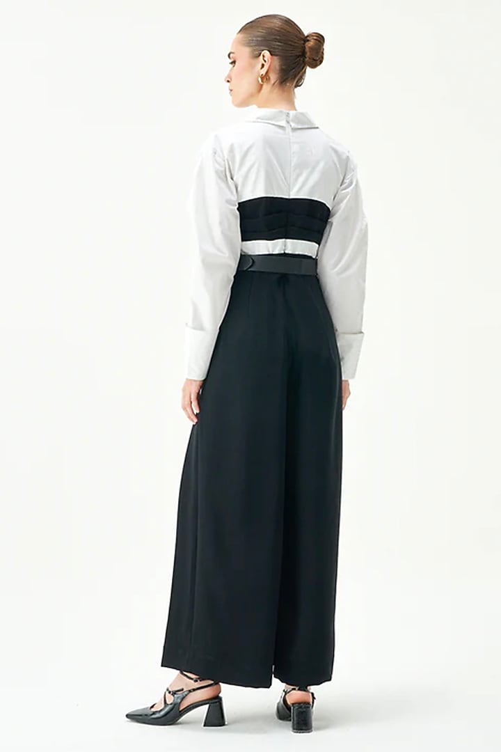 White & Black Polyester Jumpsuit by Notebook at Pernia's Pop Up Shop