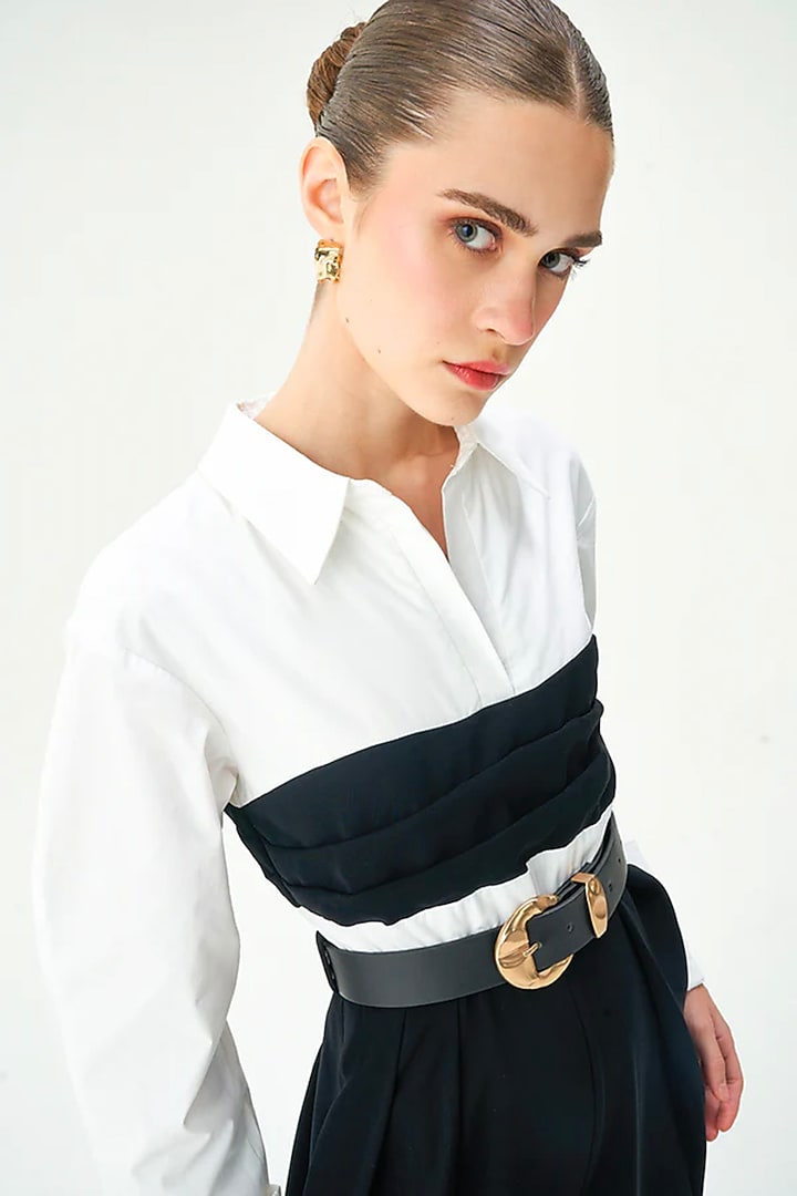 White & Black Polyester Jumpsuit by Notebook at Pernia's Pop Up Shop