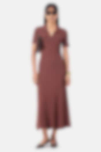 Chocolate Brown Polyester Summer Dress by Notebook at Pernia's Pop Up Shop