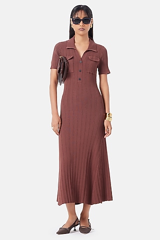  Chocolate Brown Polyester Dress  by Notebook