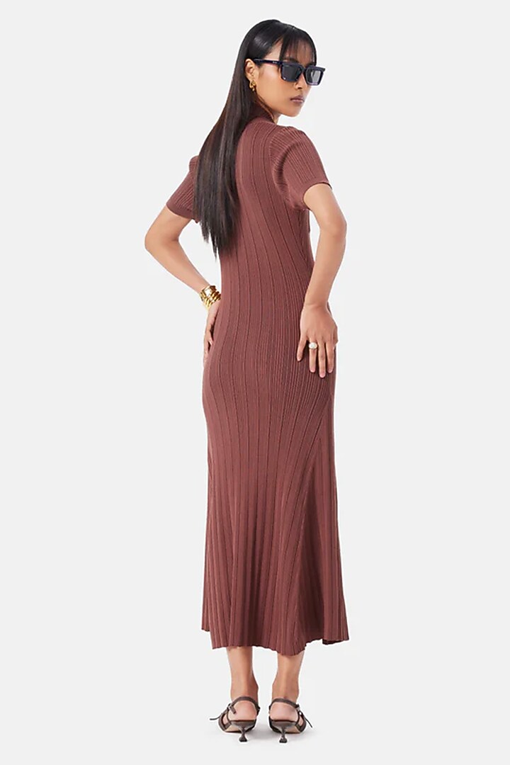 Chocolate Brown Polyester Summer Dress by Notebook at Pernia's Pop Up Shop
