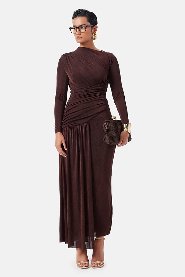 Chocolate Brown Polyester Vacation Dress by Notebook at Pernia's Pop Up Shop