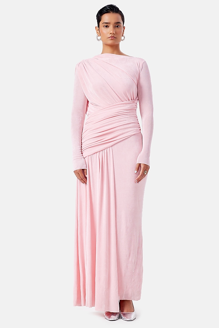 Pastel Pink Polyester Maxi Vacation Dress by Notebook at Pernia's Pop Up Shop