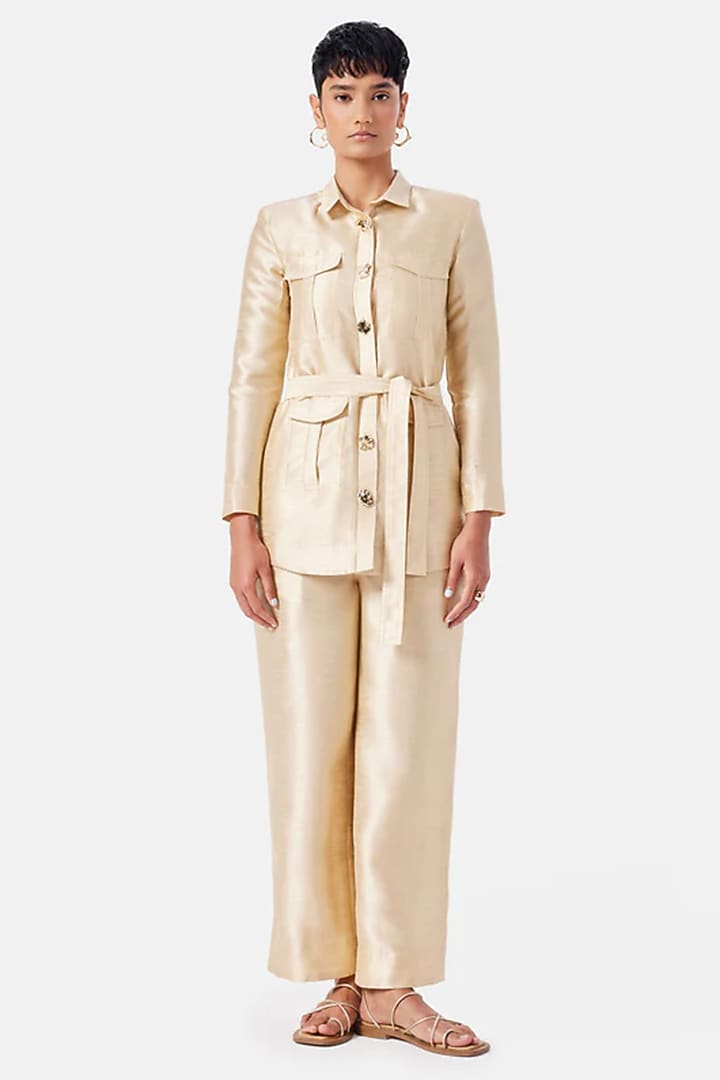  Gold Polyester Co-Ord Set  by Notebook at Pernia's Pop Up Shop