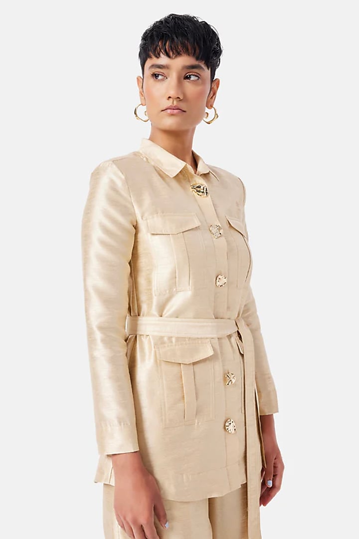Gold Polyester Co-Ord Set by Notebook at Pernia's Pop Up Shop