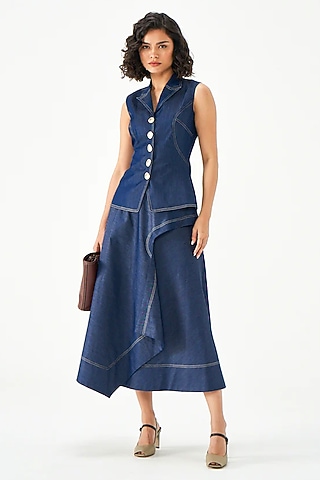  Blue Denim Cotton Skirt Set  by Notebook