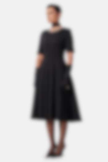 Black Neoprene Midi Vacation Dress by Notebook at Pernia's Pop Up Shop