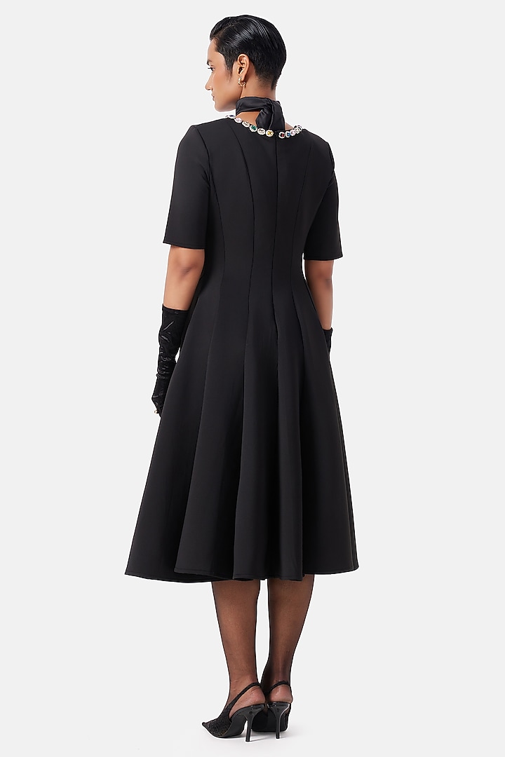Black Neoprene Midi Vacation Dress by Notebook at Pernia's Pop Up Shop