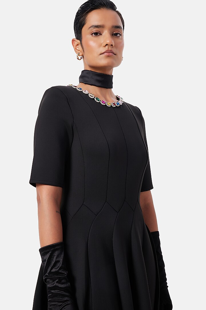 Black Neoprene Midi Vacation Dress by Notebook at Pernia's Pop Up Shop