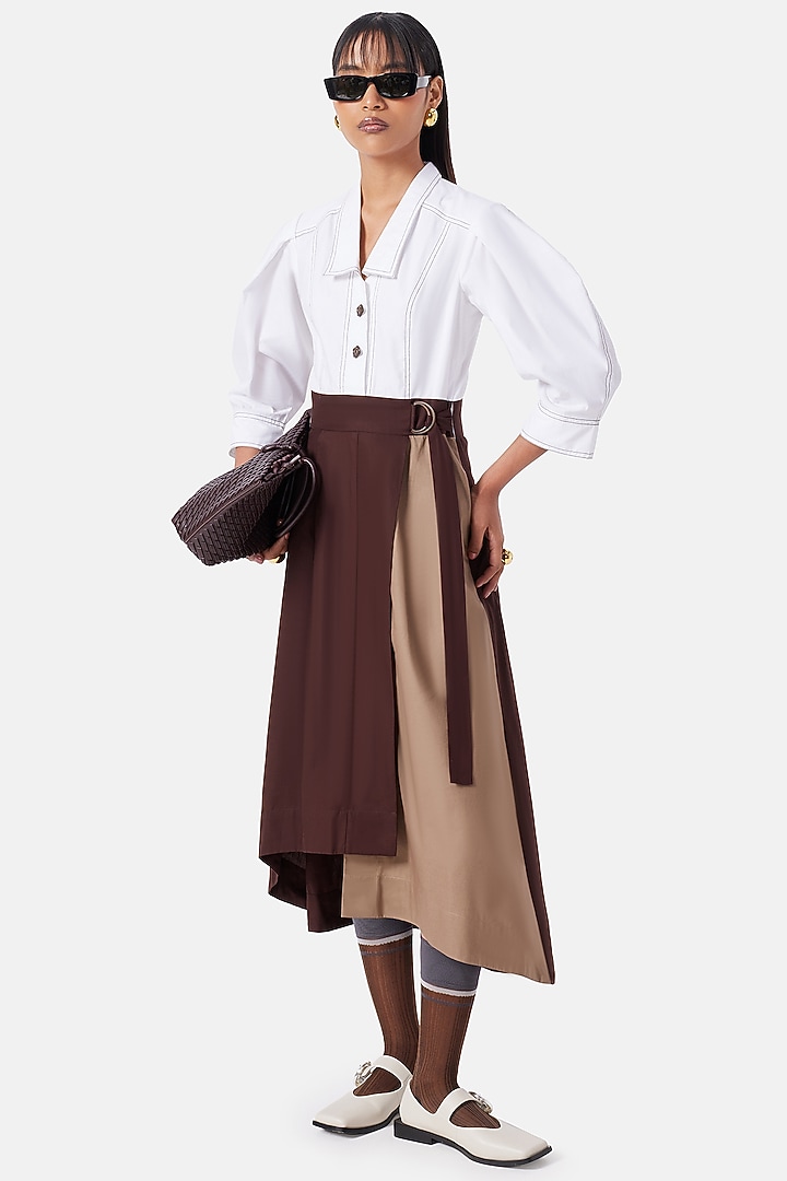 White & Brown Cotton Summer Dress by Notebook at Pernia's Pop Up Shop