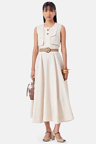 Khaki Linen Maxi Dress by Notebook