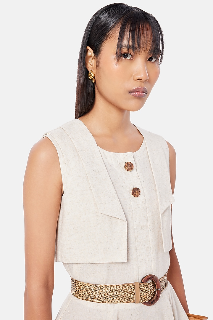 Khaki Linen Maxi Summer Dress by Notebook at Pernia's Pop Up Shop