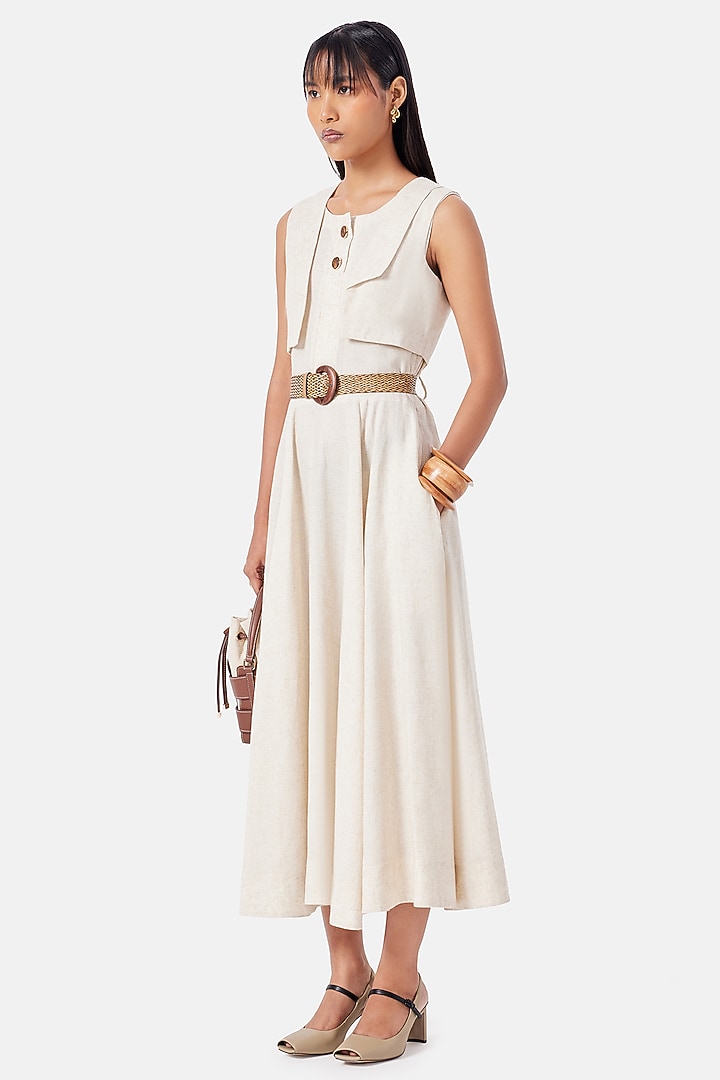 Khaki Linen Maxi Summer Dress by Notebook at Pernia's Pop Up Shop