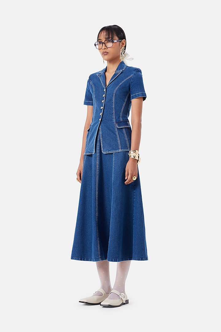 Blue Cotton Skirt Set by Notebook at Pernia's Pop Up Shop