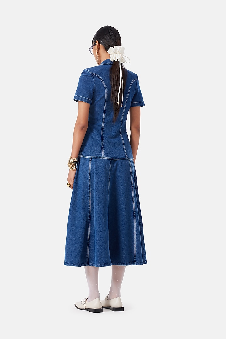 Blue Cotton Skirt Set by Notebook at Pernia's Pop Up Shop