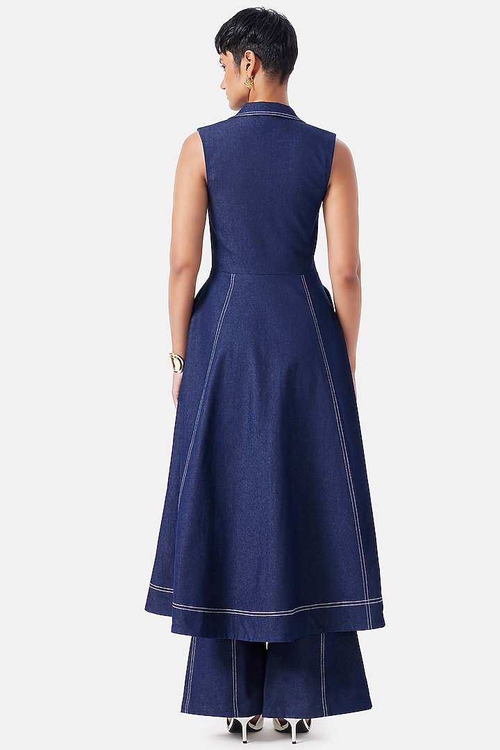 Blue Cotton Wrap Tunic Set by Notebook at Pernia's Pop Up Shop