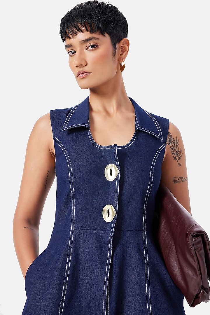 Blue Cotton Wrap Tunic Set by Notebook at Pernia's Pop Up Shop