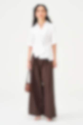 White Cotton Draped Shirt by Notebook at Pernia's Pop Up Shop