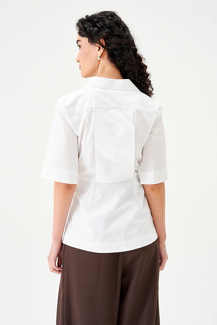 White Cotton Draped Shirt by Notebook at Pernia's Pop Up Shop