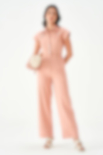 Blush Pink Cotton Jumpsuit by Notebook at Pernia's Pop Up Shop