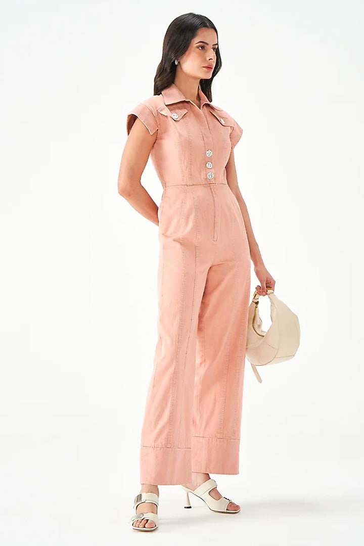 Blush Pink Cotton Jumpsuit by Notebook at Pernia's Pop Up Shop