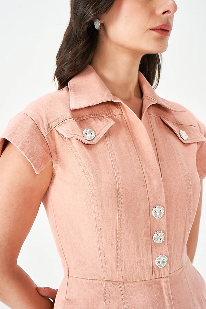 Blush Pink Cotton Jumpsuit by Notebook at Pernia's Pop Up Shop