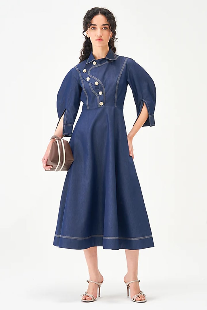 Blue Cotton Vacation Dress by Notebook at Pernia's Pop Up Shop