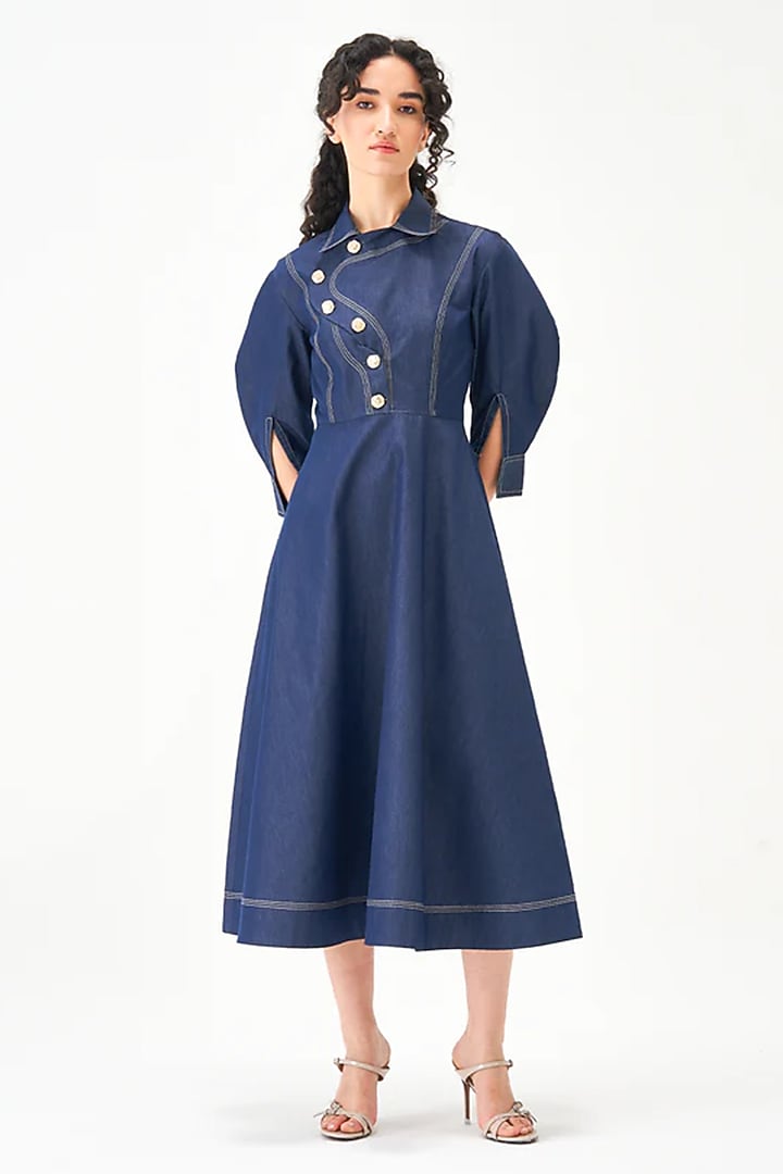 Blue Cotton Vacation Dress by Notebook at Pernia's Pop Up Shop
