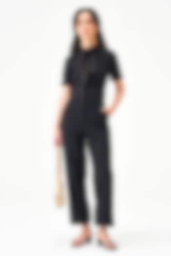 Black Cotton Jumpsuit by Notebook at Pernia's Pop Up Shop