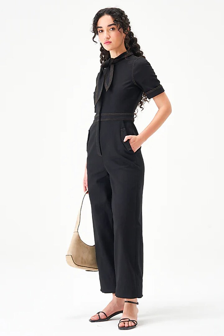 Black Cotton Jumpsuit by Notebook at Pernia's Pop Up Shop