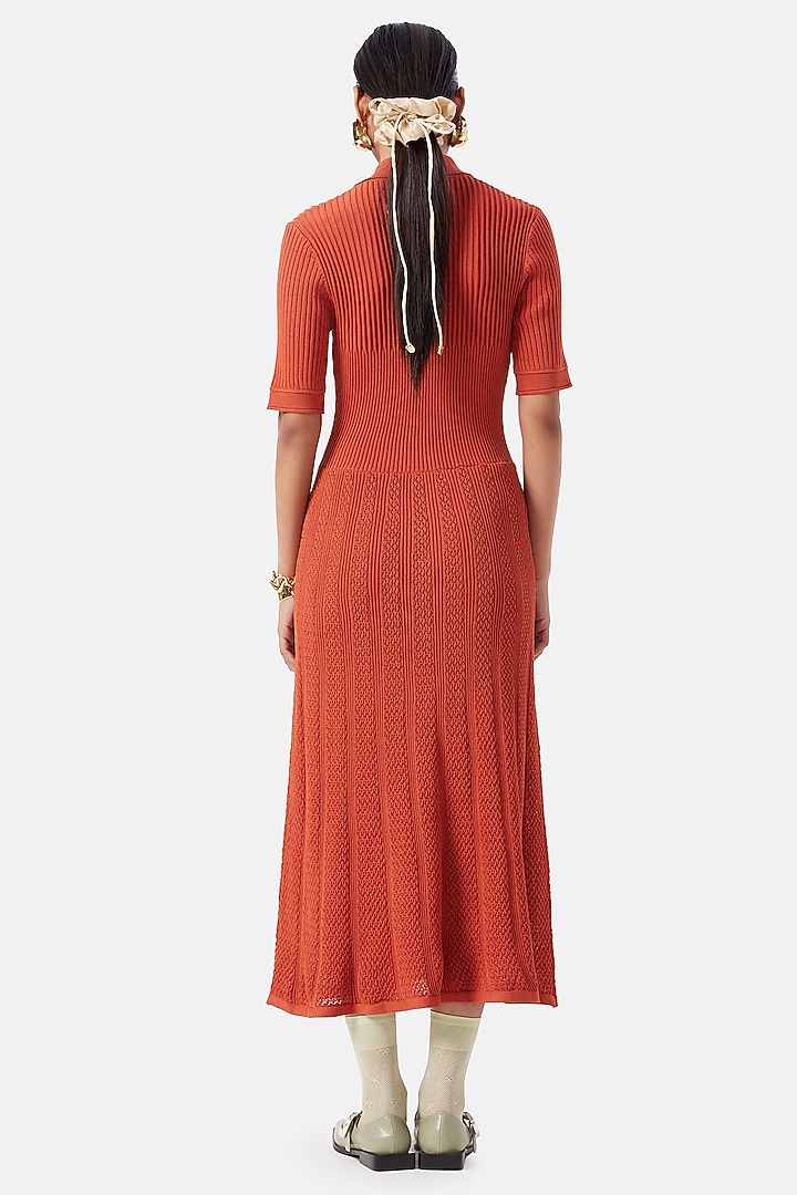 Rust Polyester Midi Summer Dress by Notebook at Pernia's Pop Up Shop