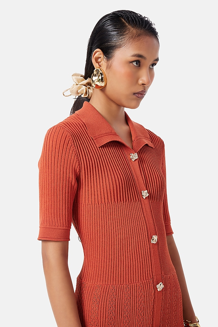 Rust Polyester Midi Summer Dress by Notebook at Pernia's Pop Up Shop